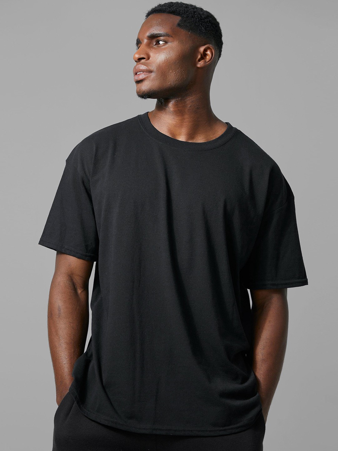 

boohooMAN Pure Cotton Back Print Oversized Bronx Gym T-shirt, Black