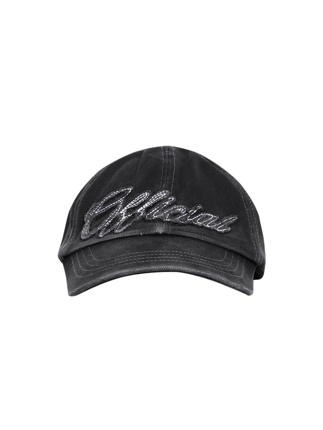

boohooMAN Cotton Self Design Baseball Cap, Black