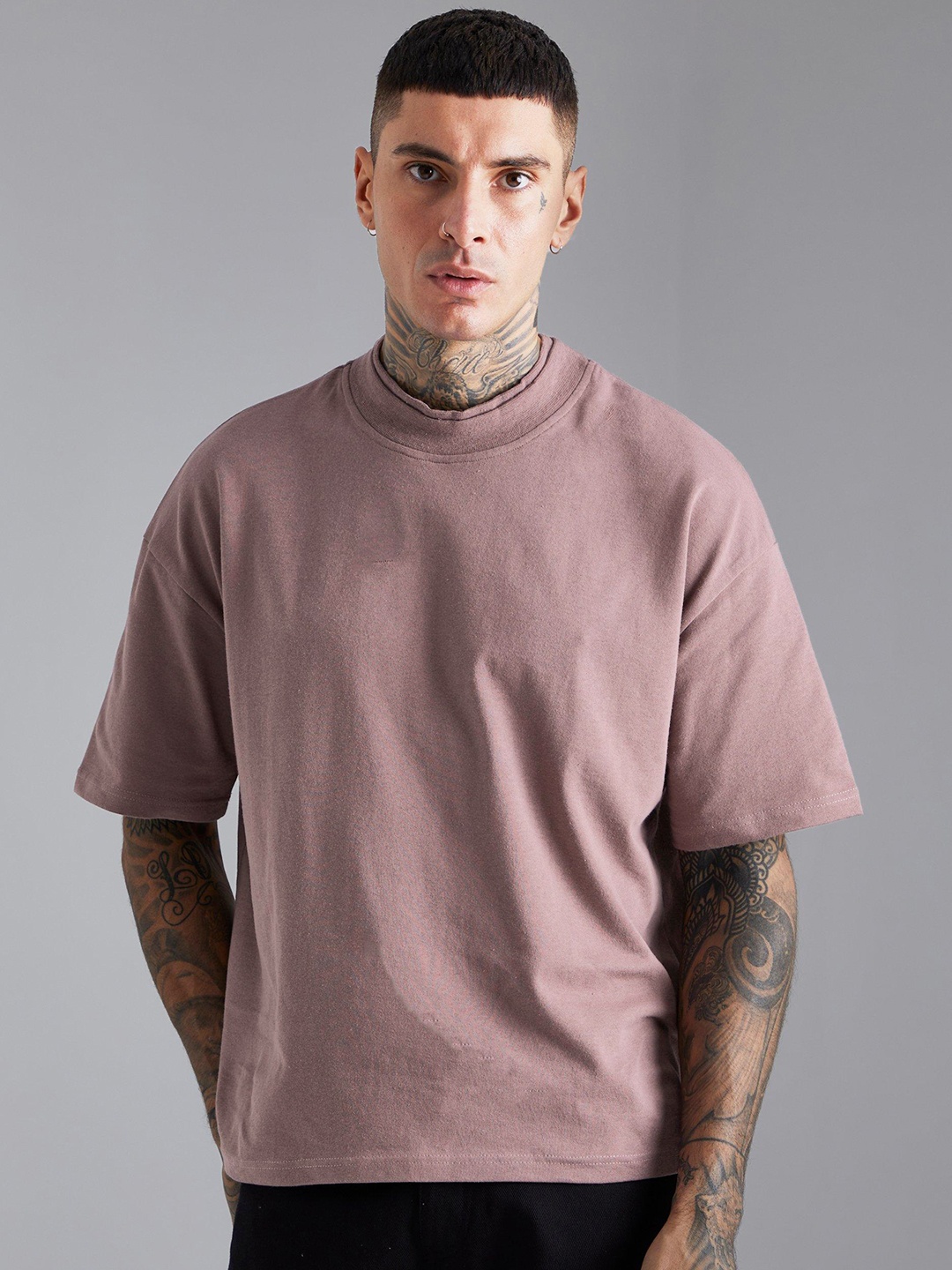 

boohooMAN Pure Cotton Boxy T-shirt, Mauve