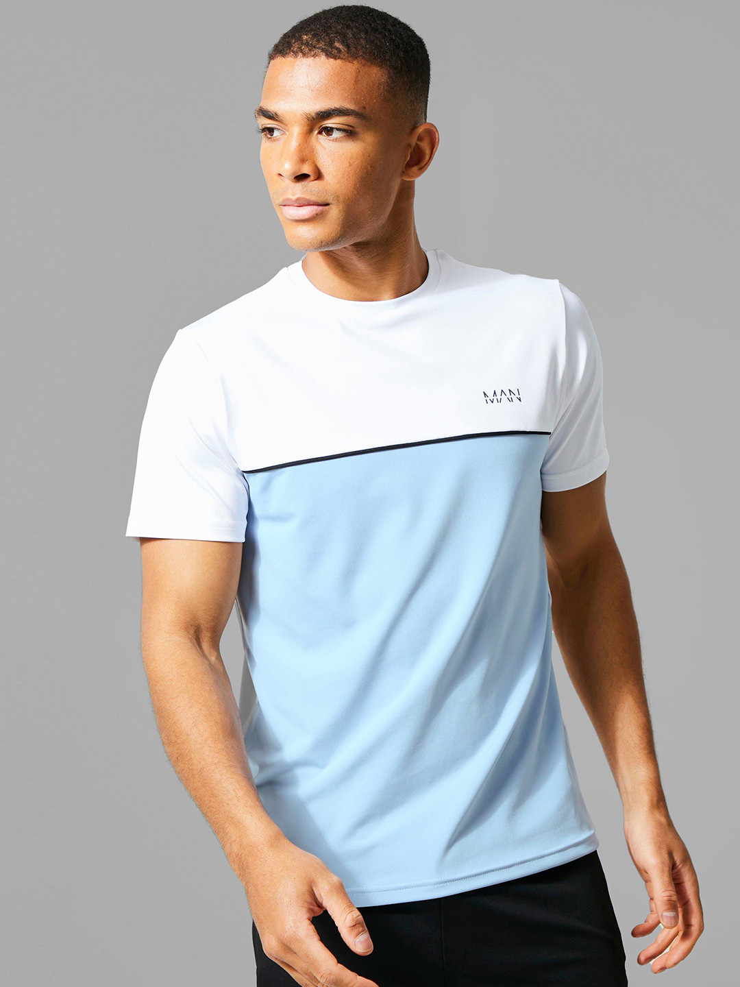 

boohooMAN Colourblocked Gym T-shirt, Blue