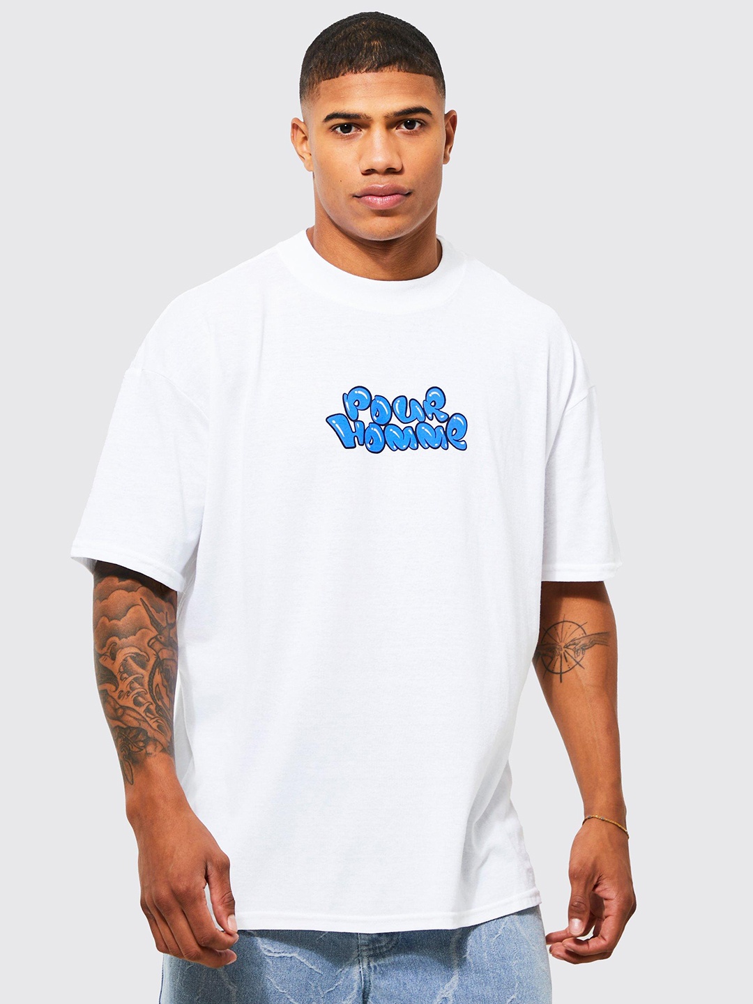 

boohooMAN Typography Printed Pure Cotton Oversized T-shirt, White