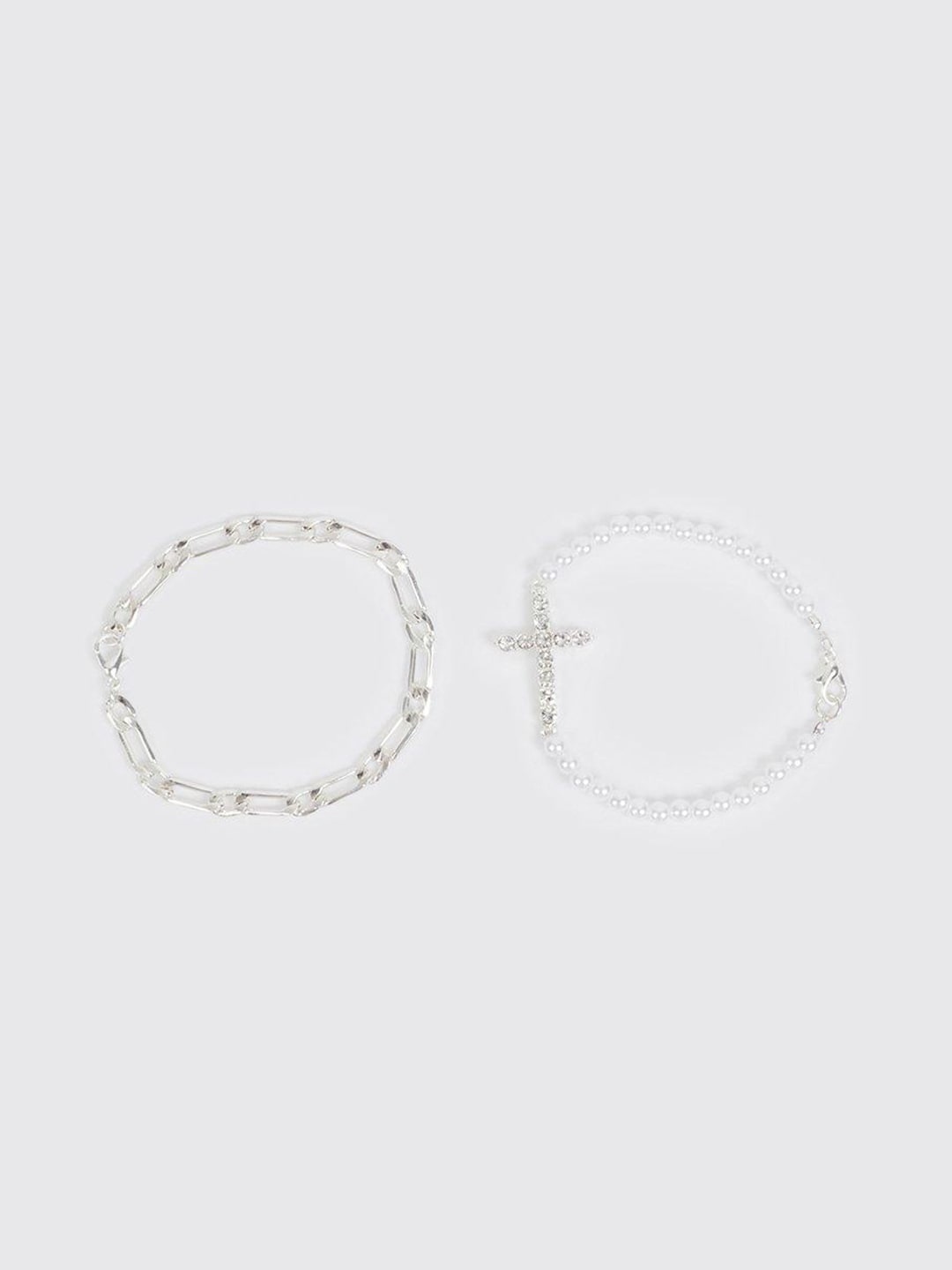 

boohooMAN Set Of 2 Bracelets, Silver