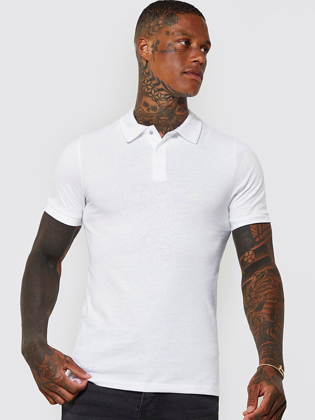 

boohooMAN Pure Cotton Polo Collar T-shirt, White