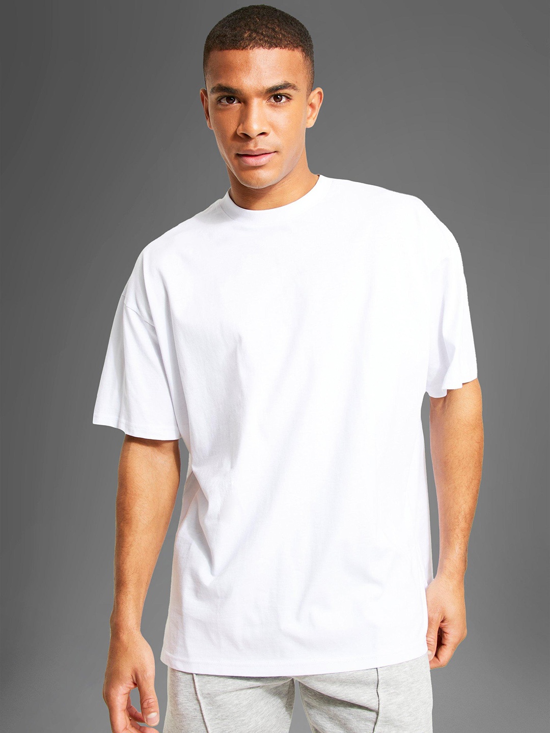 

boohooMAN Pure Cotton Oversized Side Split Gym T-Shirt, White