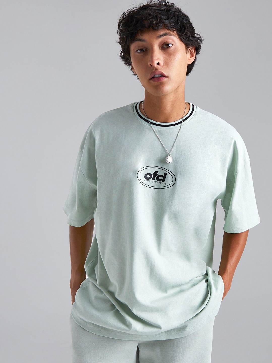 

boohooMAN Printed Pure Cotton Oversized T-shirt, Green