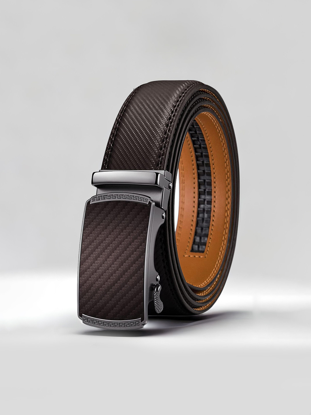 

ZORO Men Textured Leather Belt, Brown