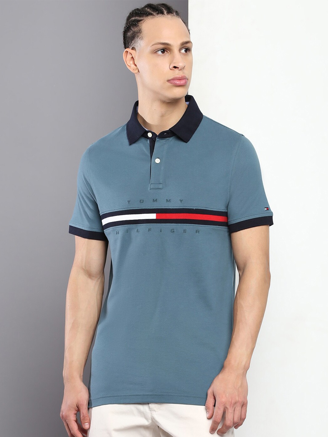 

Tommy Hilfiger Accentuated Polo Collar Slim Fit T-shirt, Blue