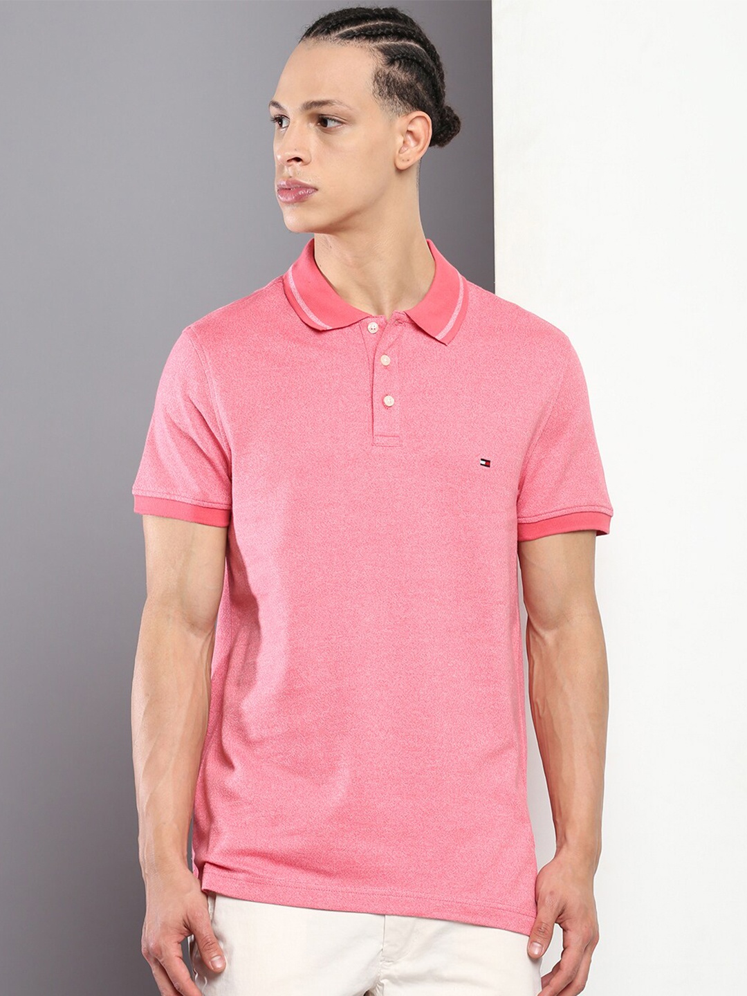 

Tommy Hilfiger Polo Collar Slim Fit Cotton T-shirt, Pink