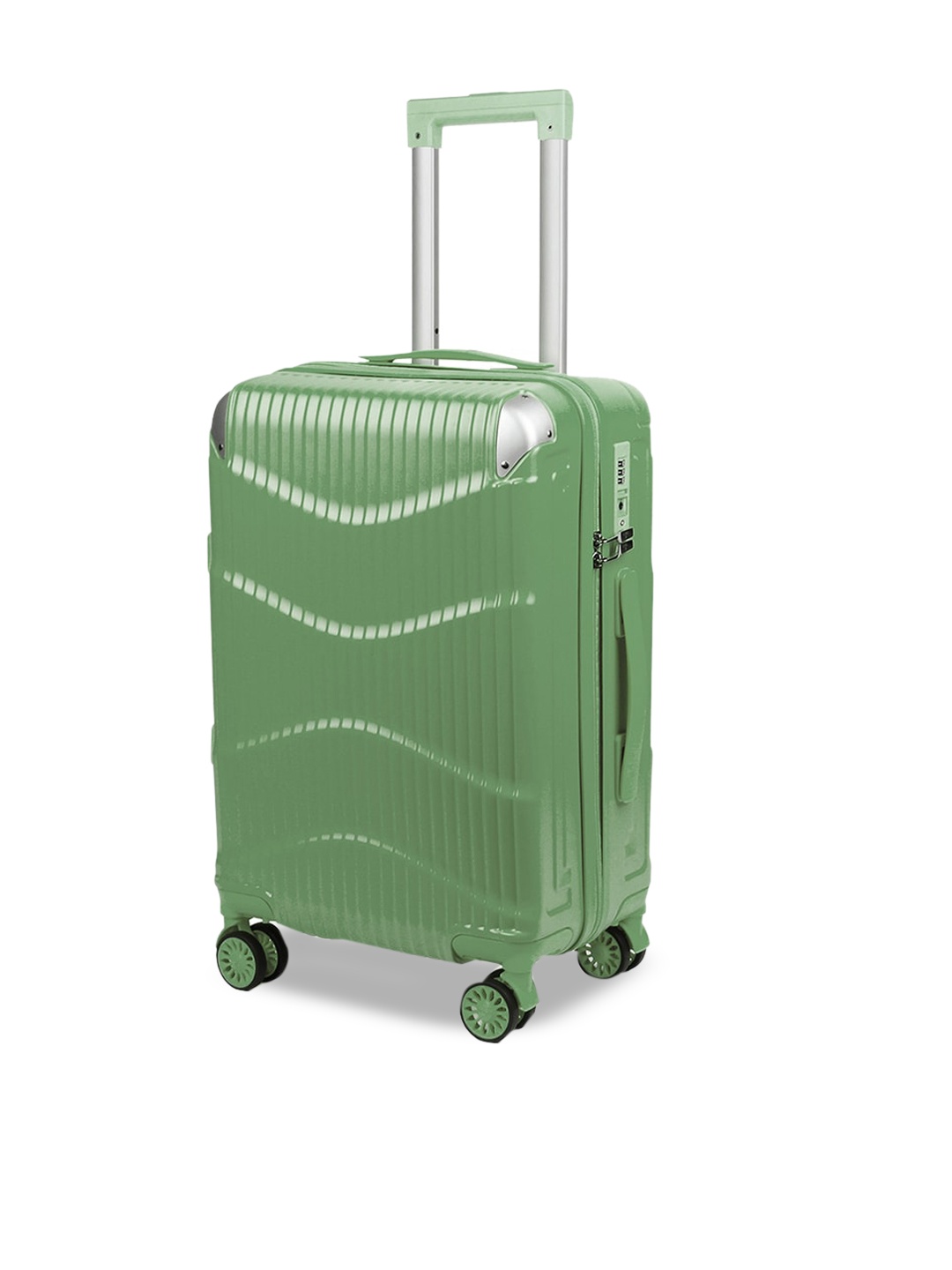 

THE CLOWNFISH Textured Hard-Sided Medium Trolley Bag, Green