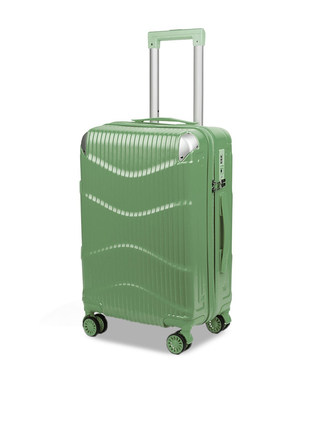 

THE CLOWNFISH Textured Hard-Sided Cabin Trolley Bag, Green