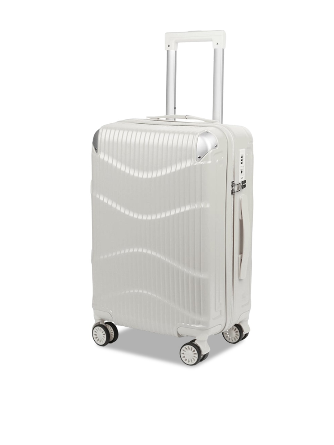 

THE CLOWNFISH Textured Hard-Sided Medium Trolley Suitcase, White
