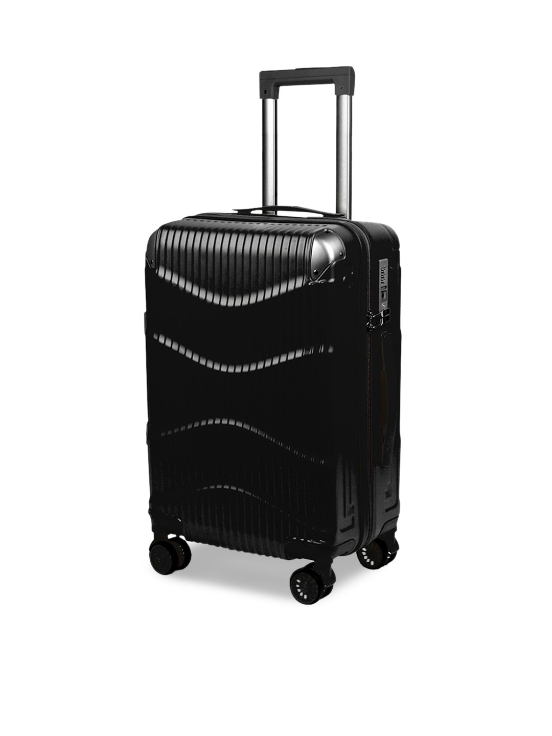 

THE CLOWNFISH Textured Hard-Sided Medium Trolley Suitcase, Black