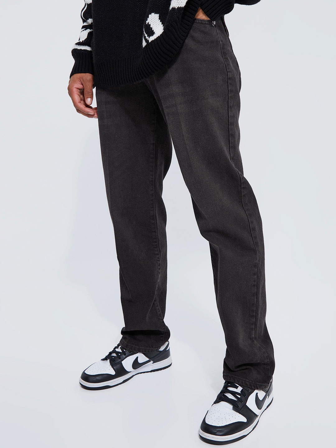 

boohooMAN Pure Cotton Relaxed Fit Jeans, Black
