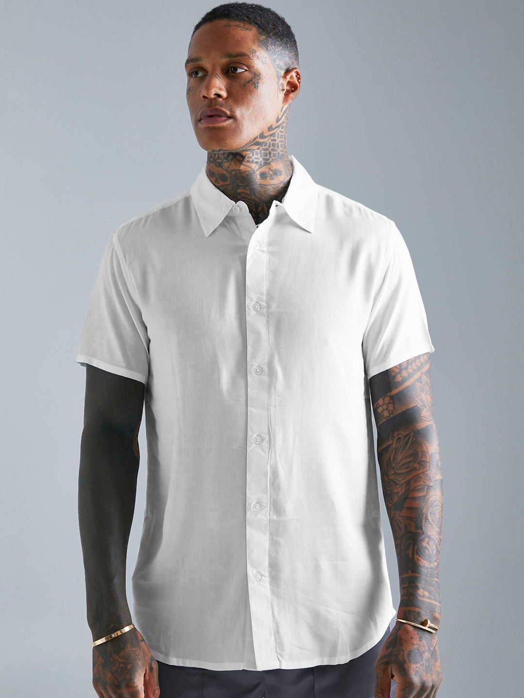 

boohooMAN Slim Fit Casual Shirt, White