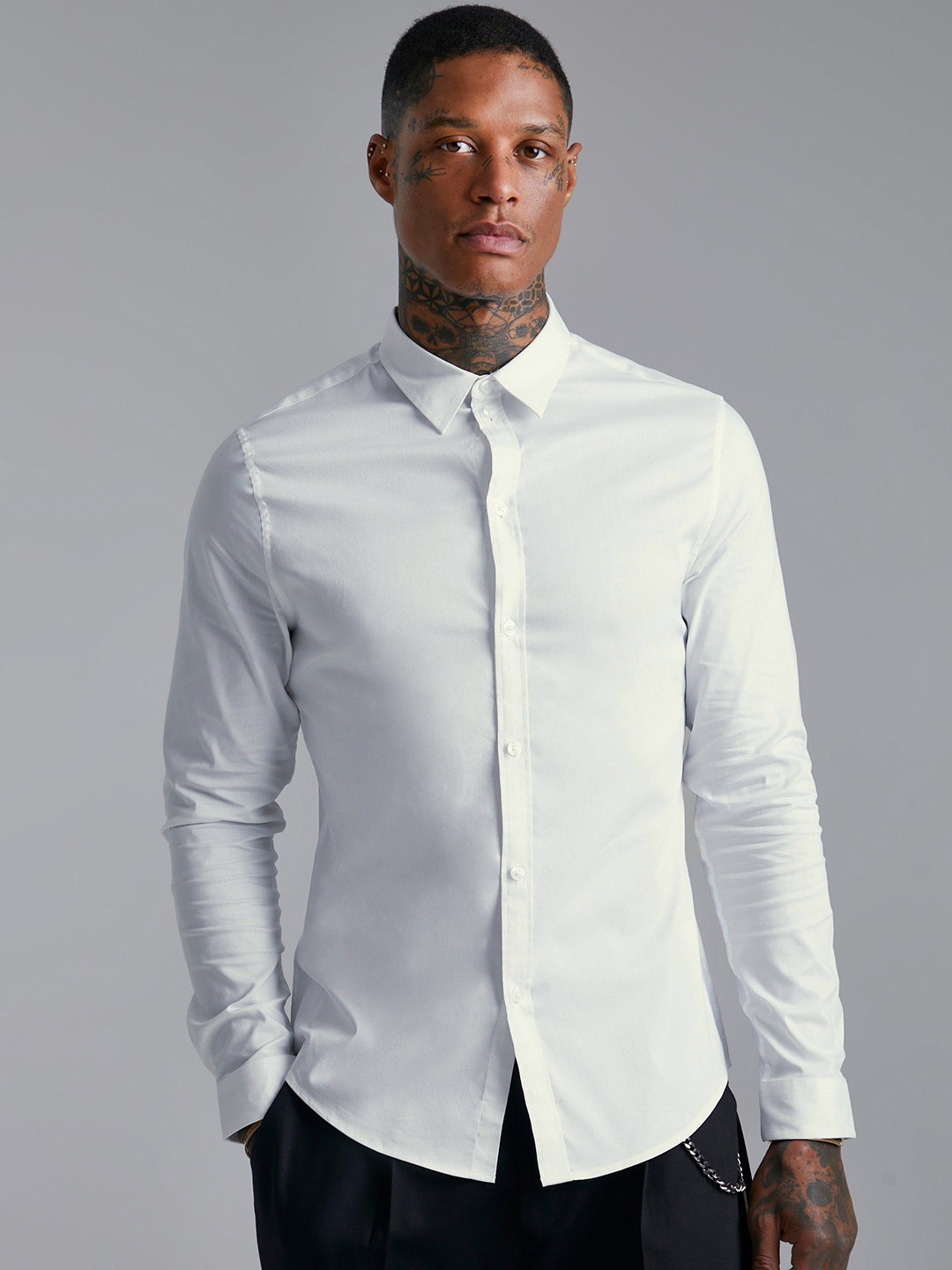 

boohooMAN Slim Fit Semiformal Shirt, White