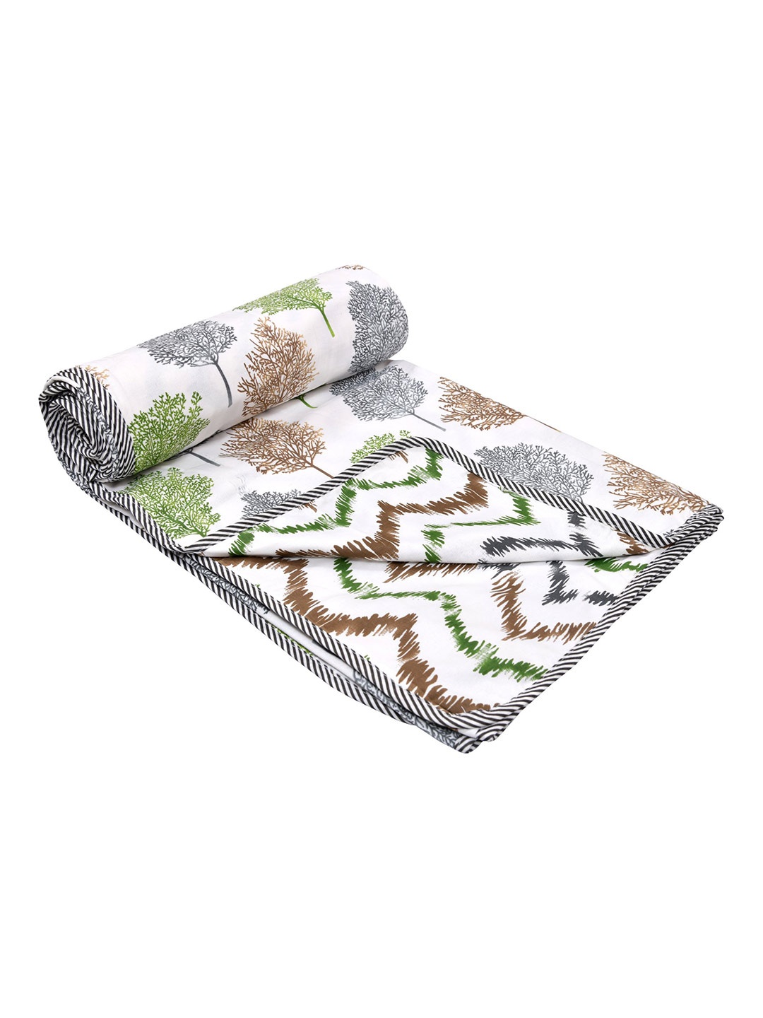 

RAASO White & Green Printed Reversible AC Room 150 GSM Single Bed Dohar