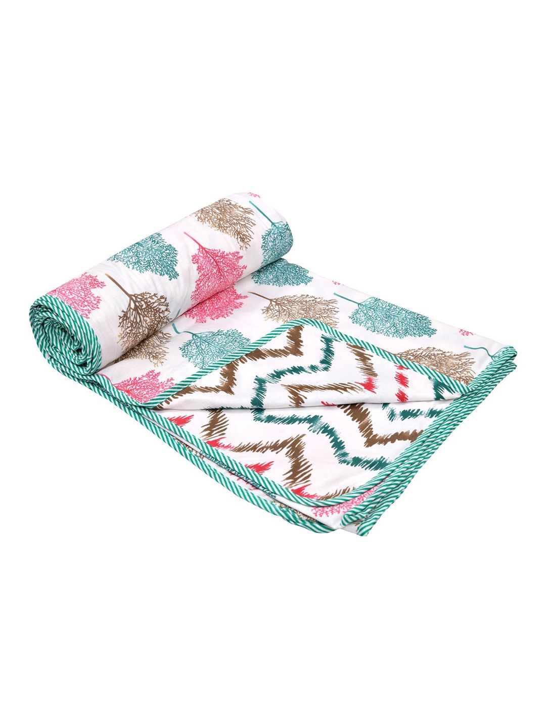 

RAASO White & Green Printed Reversible AC Room 150 GSM Double Bed Dohar