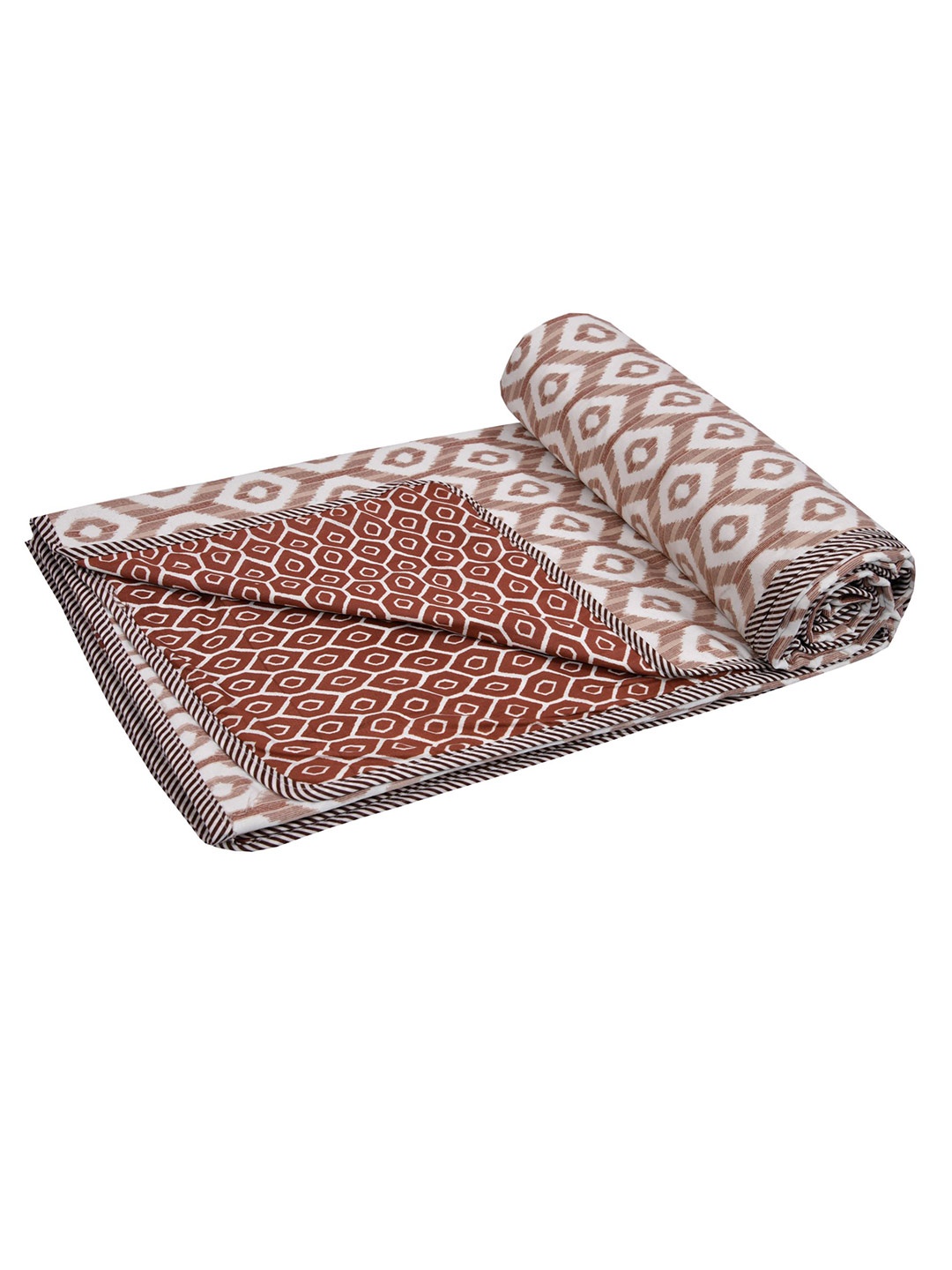 

RAASO White & Brown Printed Reversible AC Room 150 GSM Single Bed Dohar
