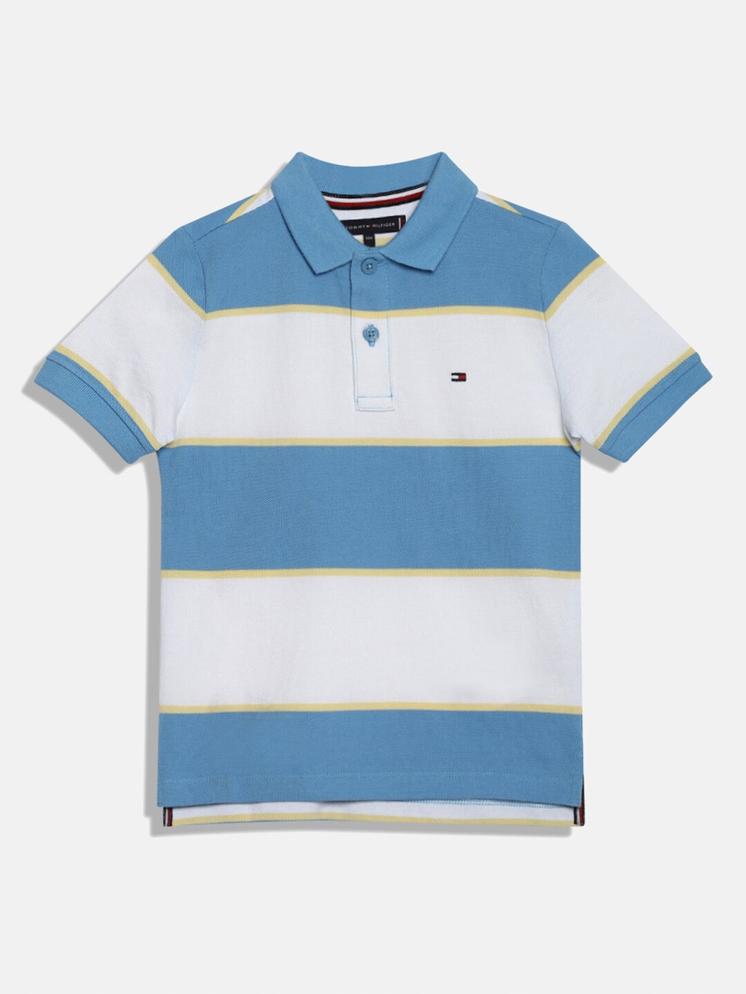 

Tommy Hilfiger Boys Striped Polo Collar Cotton T-shirt, Blue