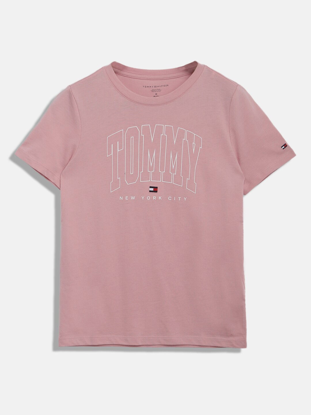 

Tommy Hilfiger Boys Typography Printed Cotton T-shirt, Pink