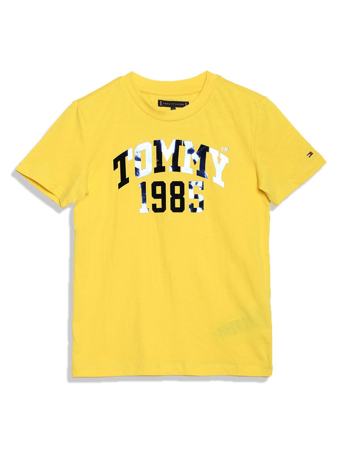 

Tommy Hilfiger Boys Typography Printed Cotton T-shirt, Yellow