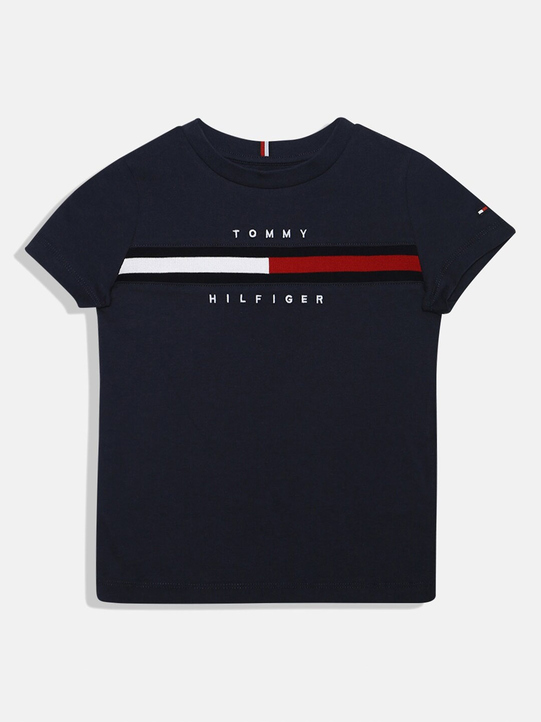 Tommy Hilfiger Boys Typography Printed Cotton T-shirt, Navy blue