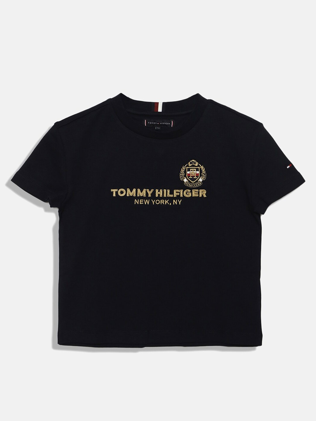 

Tommy Hilfiger Boys Brand Logo Printed Cotton T-shirt, Navy blue