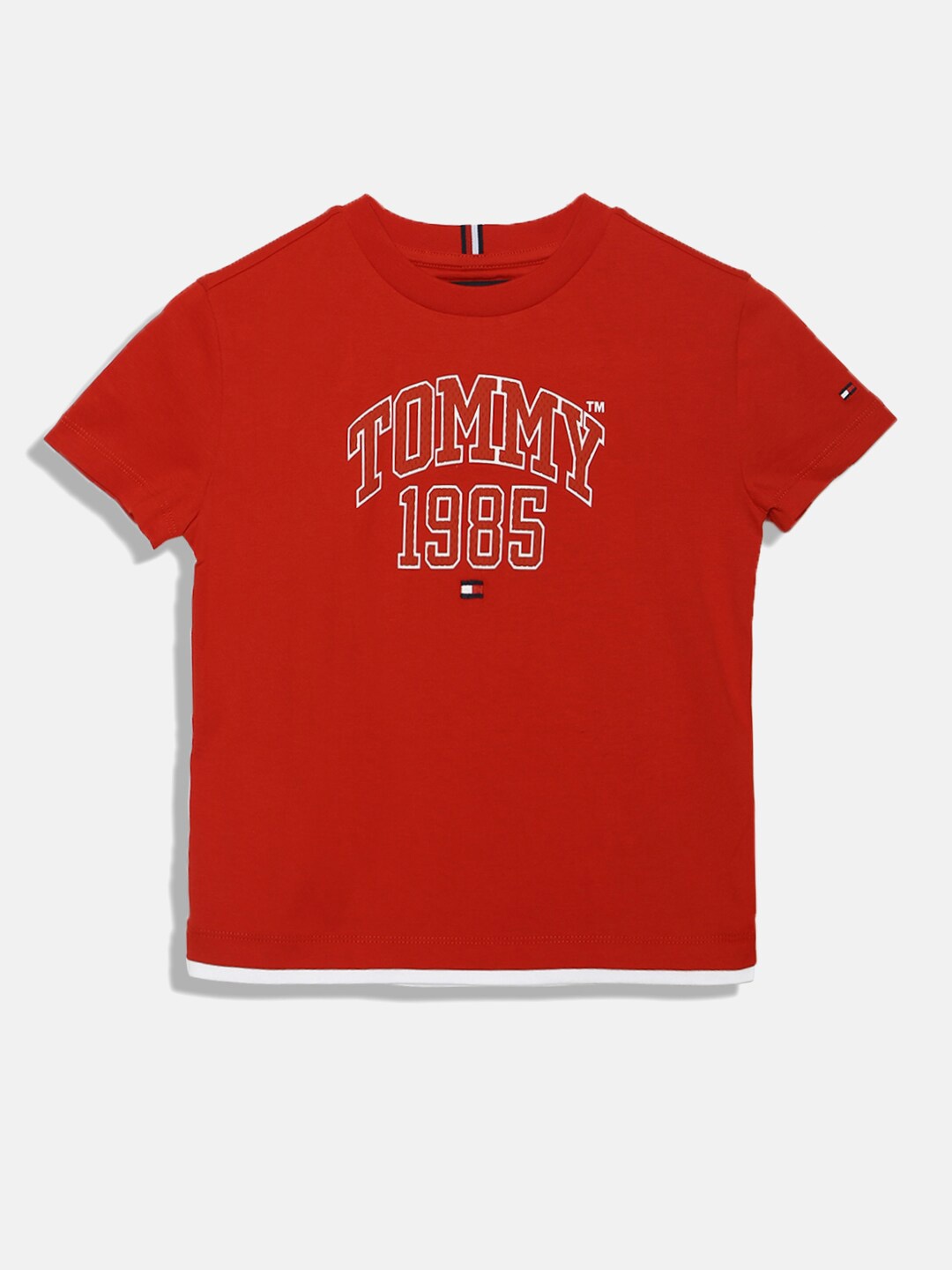 

Tommy Hilfiger Boys Brand Logo Printed Cotton T-shirt, Red