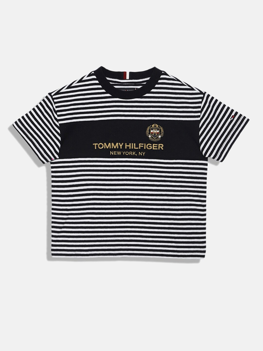 

Tommy Hilfiger Boys Striped Cotton Linen T-shirt, Blue