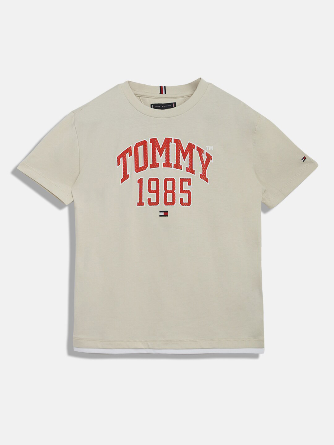

Tommy Hilfiger Boys Typography Printed Cotton T-shirt, Beige
