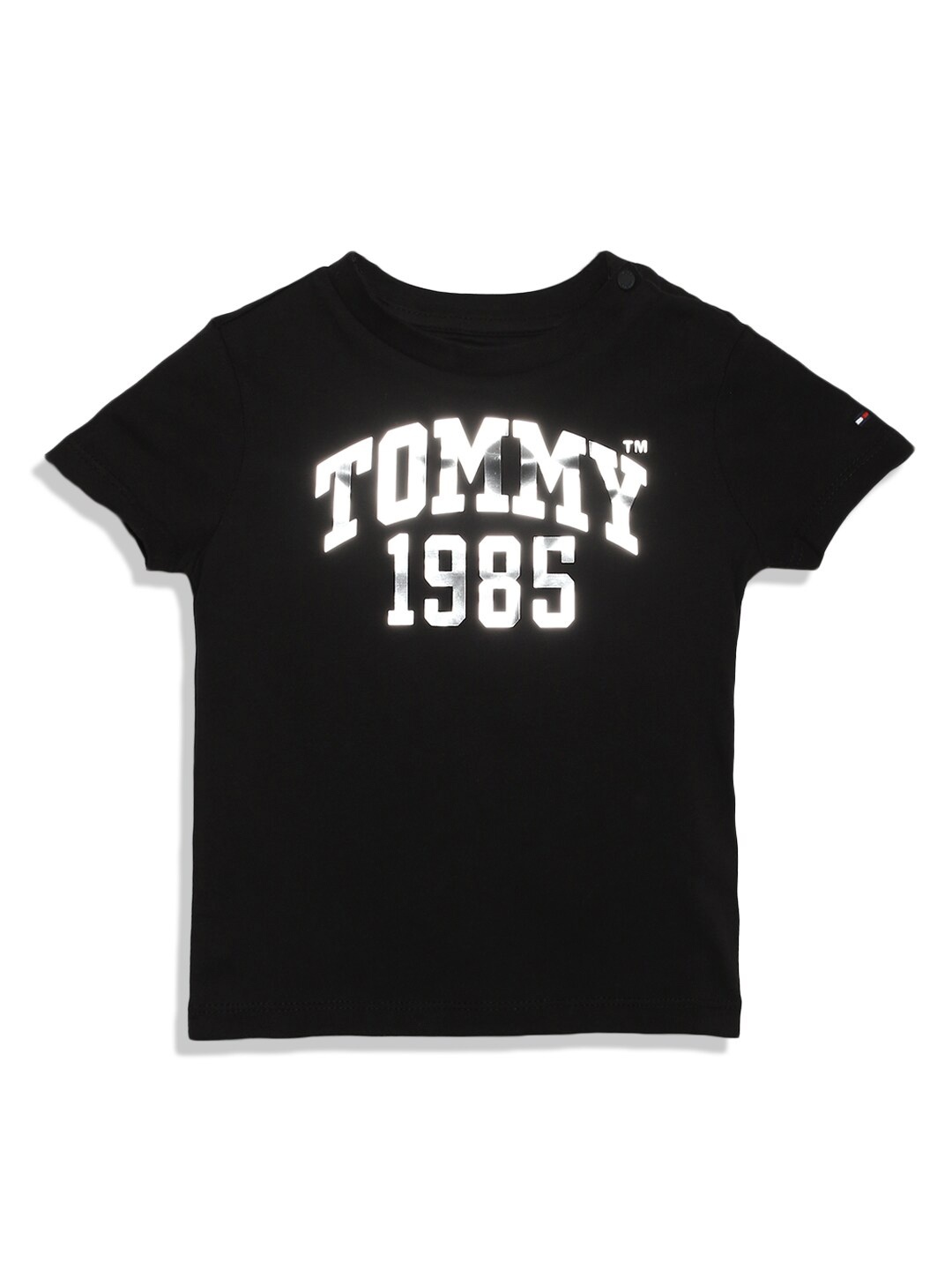 Tommy Hilfiger Boys Typography Printed Cotton T-shirt, Black