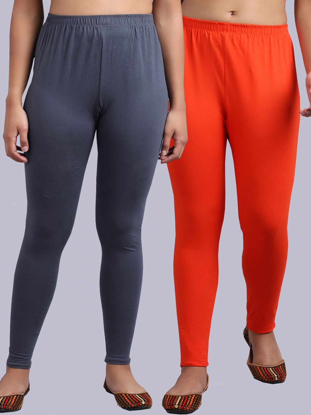 

GRACIT Pack Of 2 Cotton Lycra Ankle-Length Leggings<p>, Grey