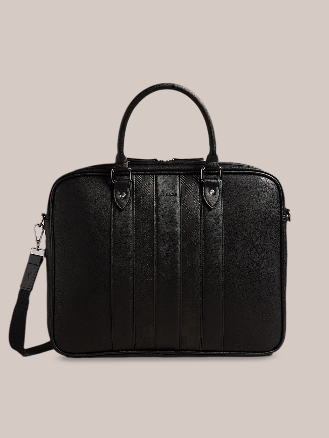 

Ted Baker Striped Textured Oversized Structured Handheld Bag, Black