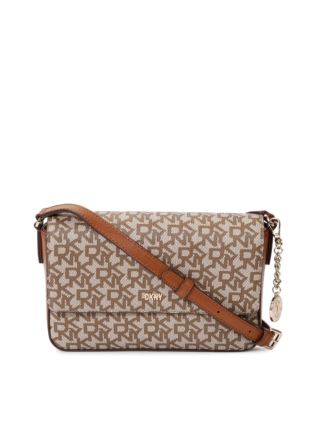 

DKNY Printed Leather Structured Sling Bag, Brown