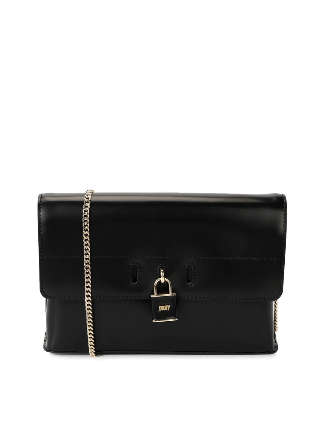 

DKNY Leather Structured Sling Bag, Black