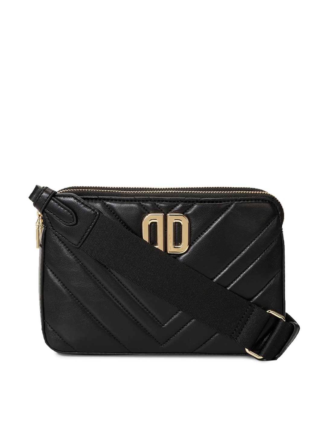 

DKNY Quilted Leather Structured Sling Bag, Black