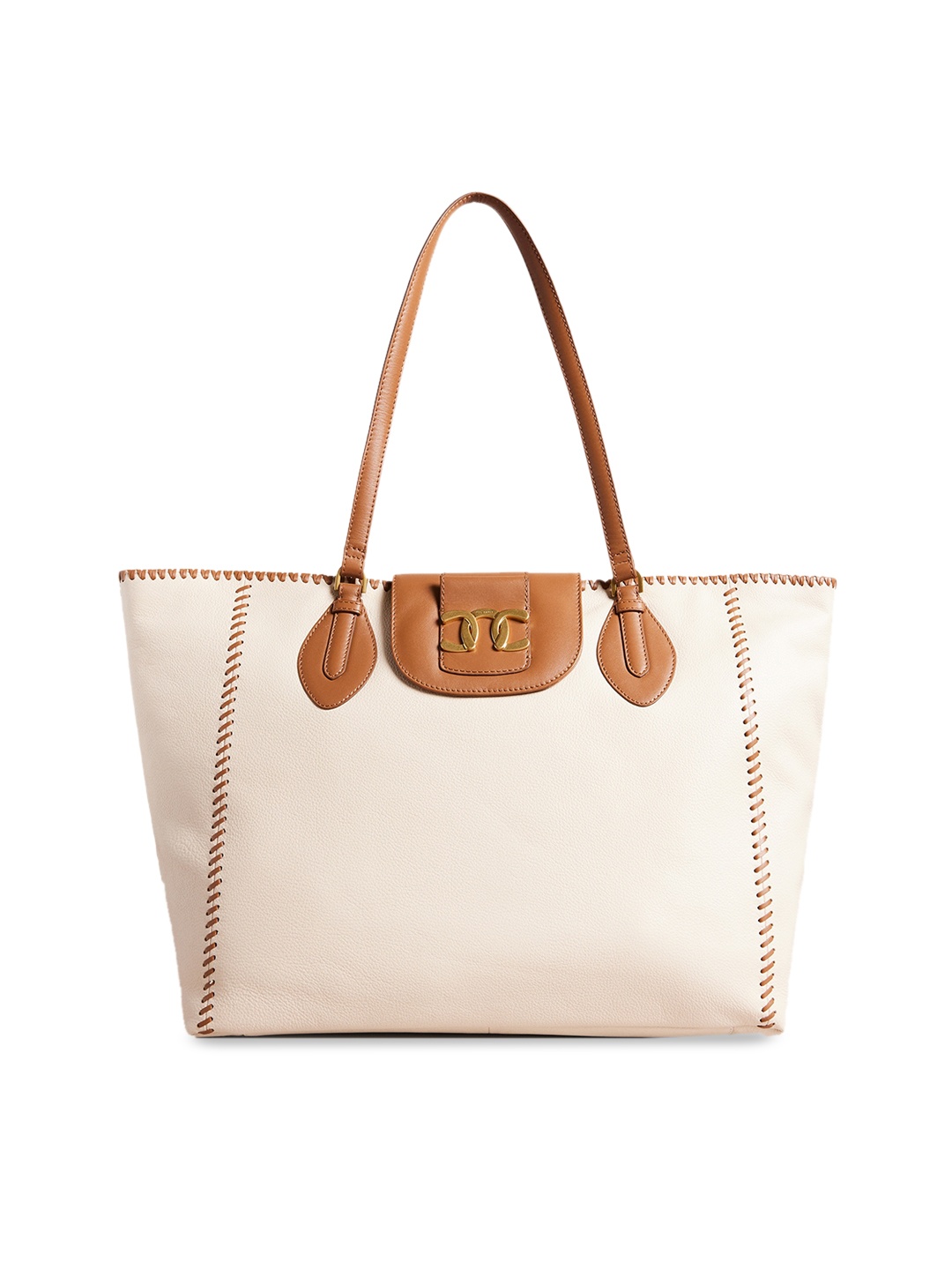 

Ted Baker Cream-Coloured Leather Swagger Tote Bag