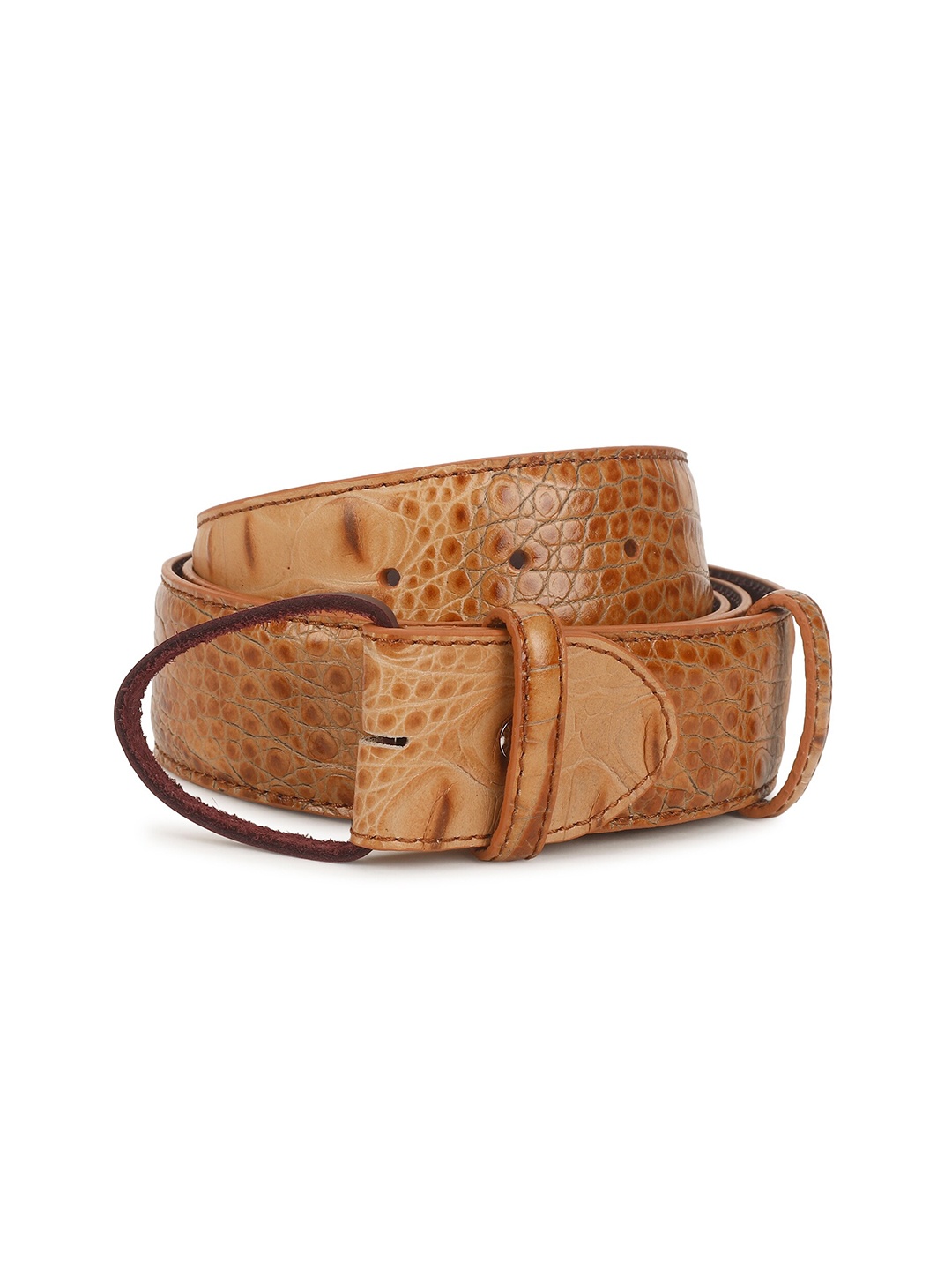 

ELLIOT RHODES Men Textured Mock Caiman Leather Belt, Brown