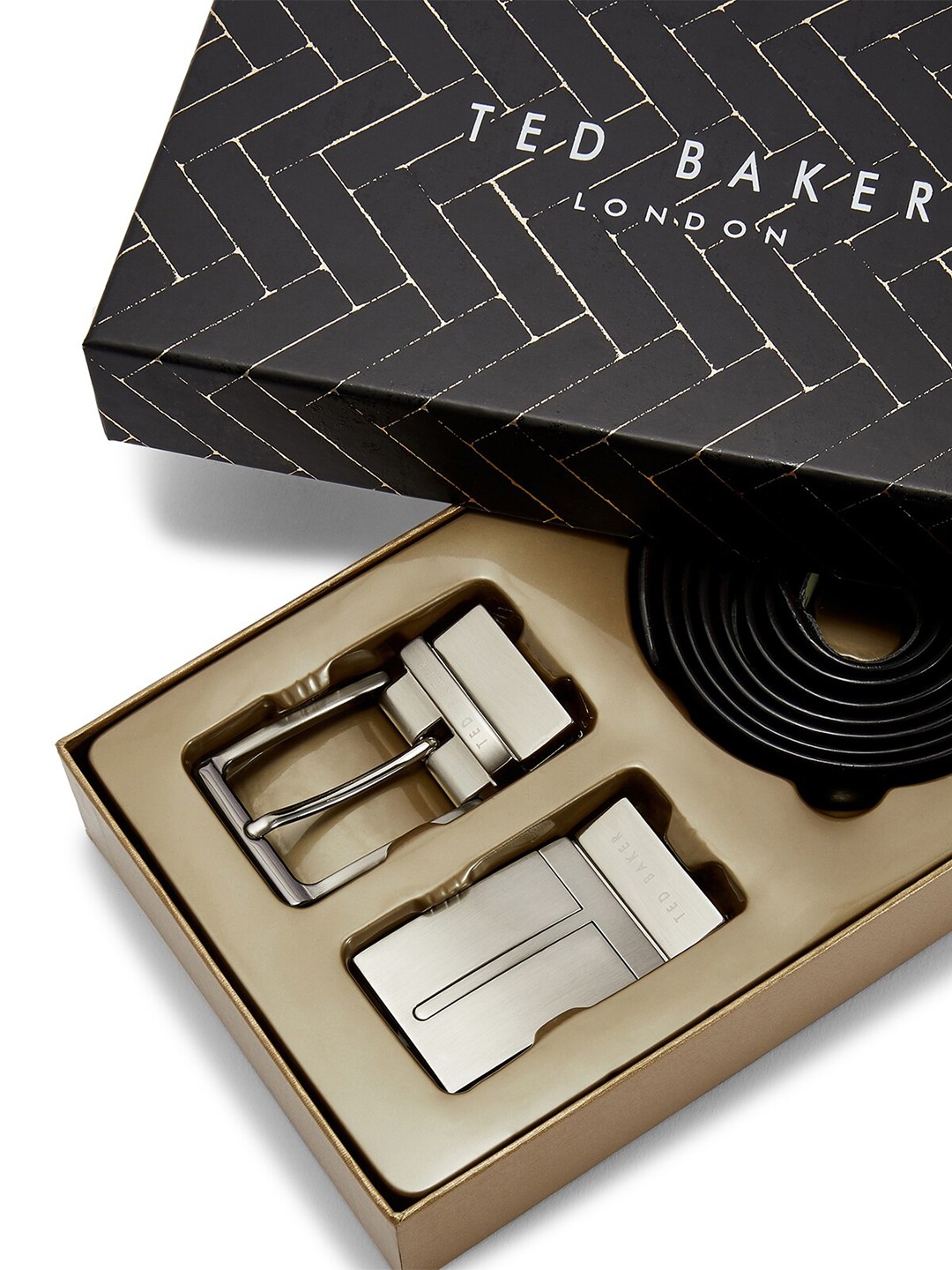 

Ted Baker Men Leather Belt With 2 Buckles, Black
