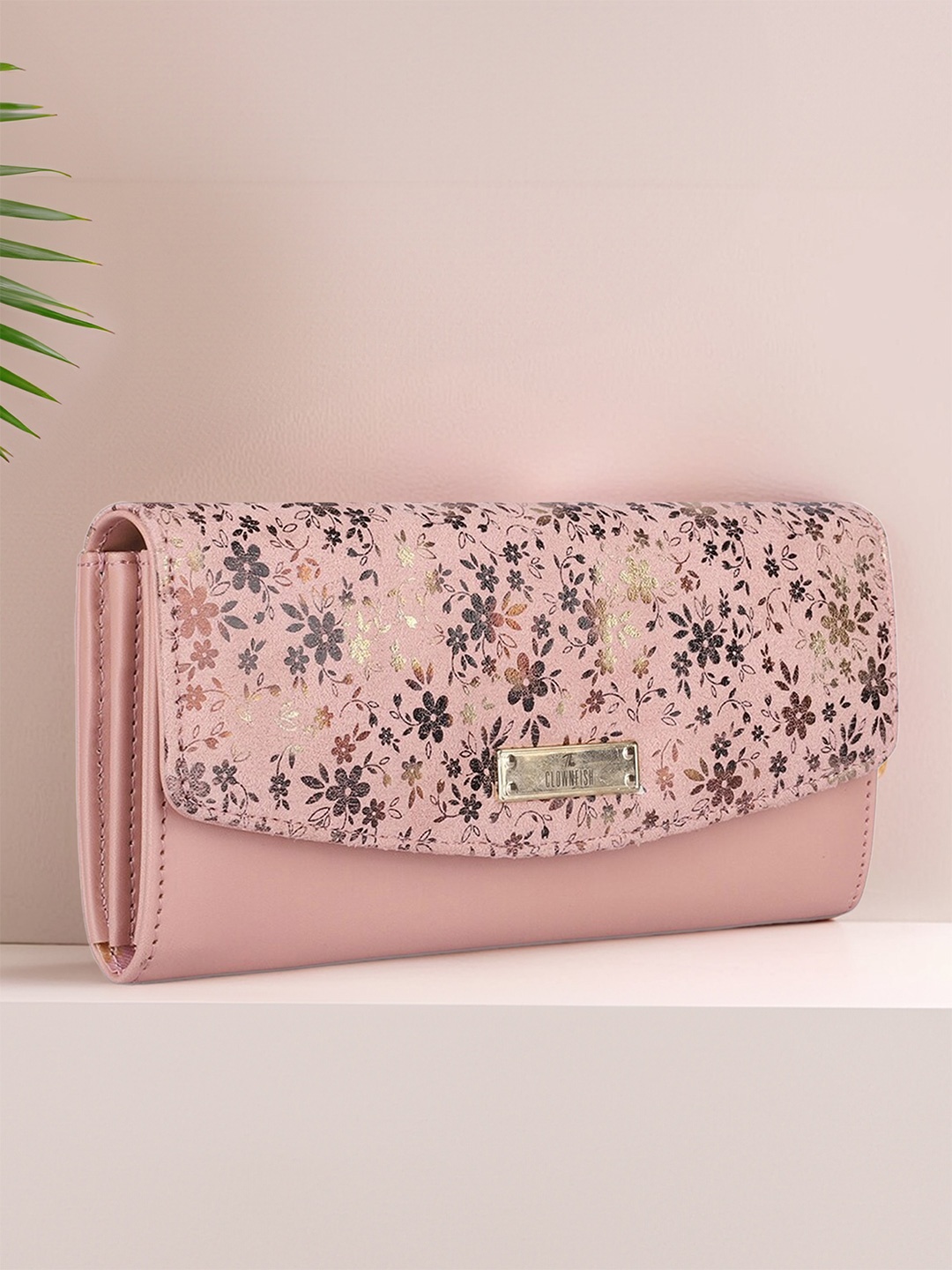 

THE CLOWNFISH Women Floral Printed Envelope, Peach