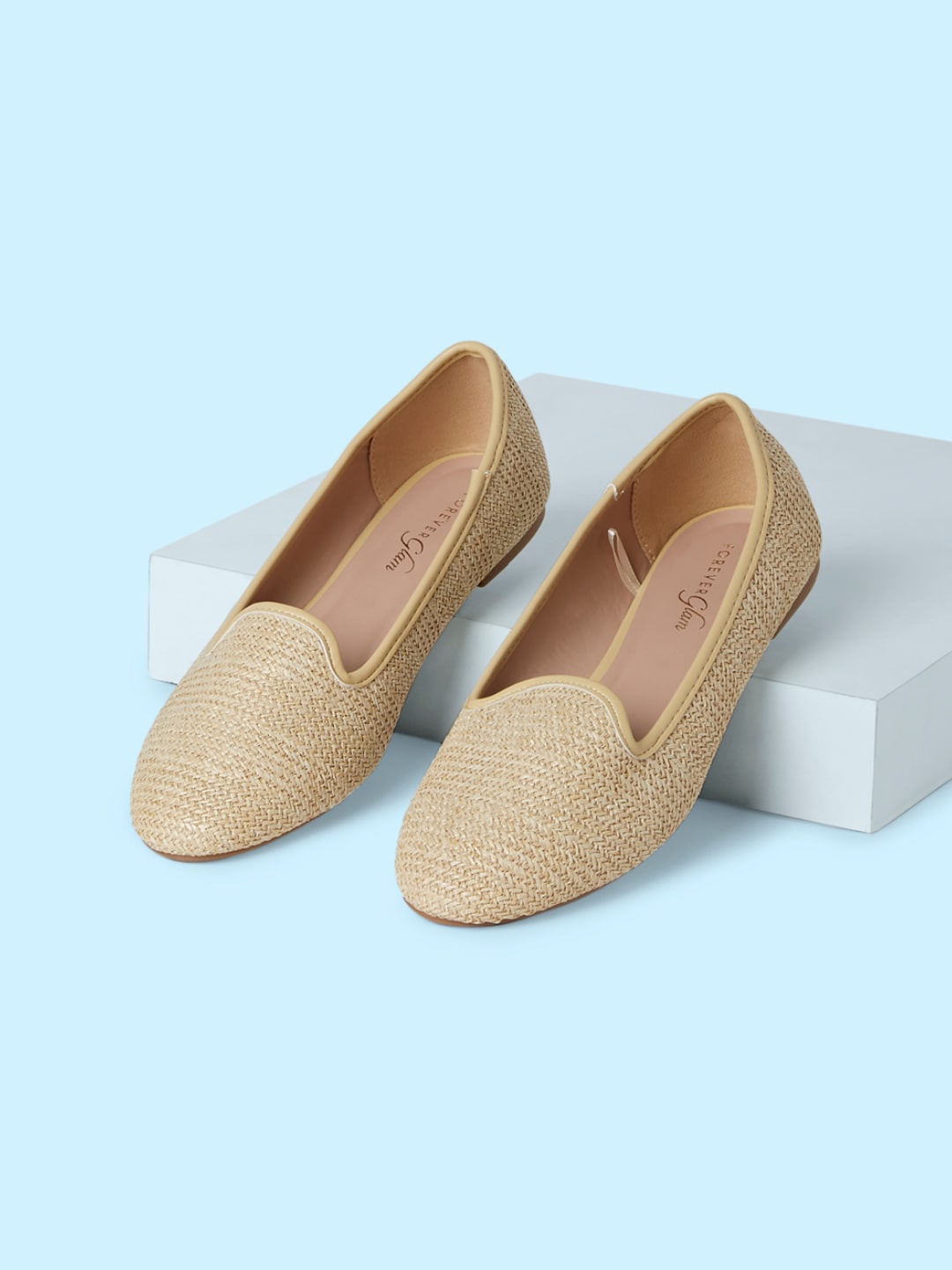 Forever Glam by Pantaloons Women Textured Round Toe Loafers, Beige