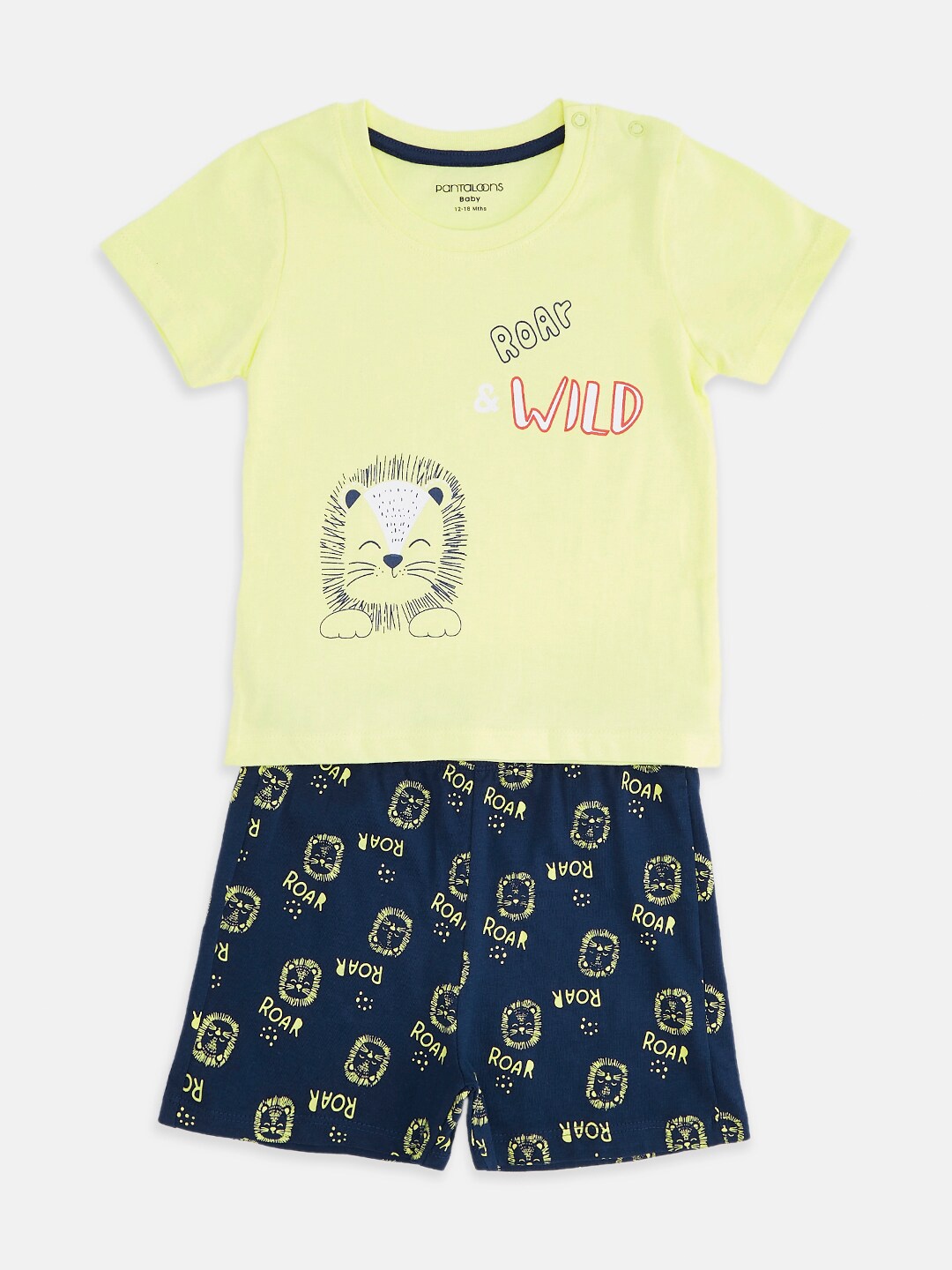 

Pantaloons Baby Boys Printed Pure Cotton T-shirt With Shorts, Yellow