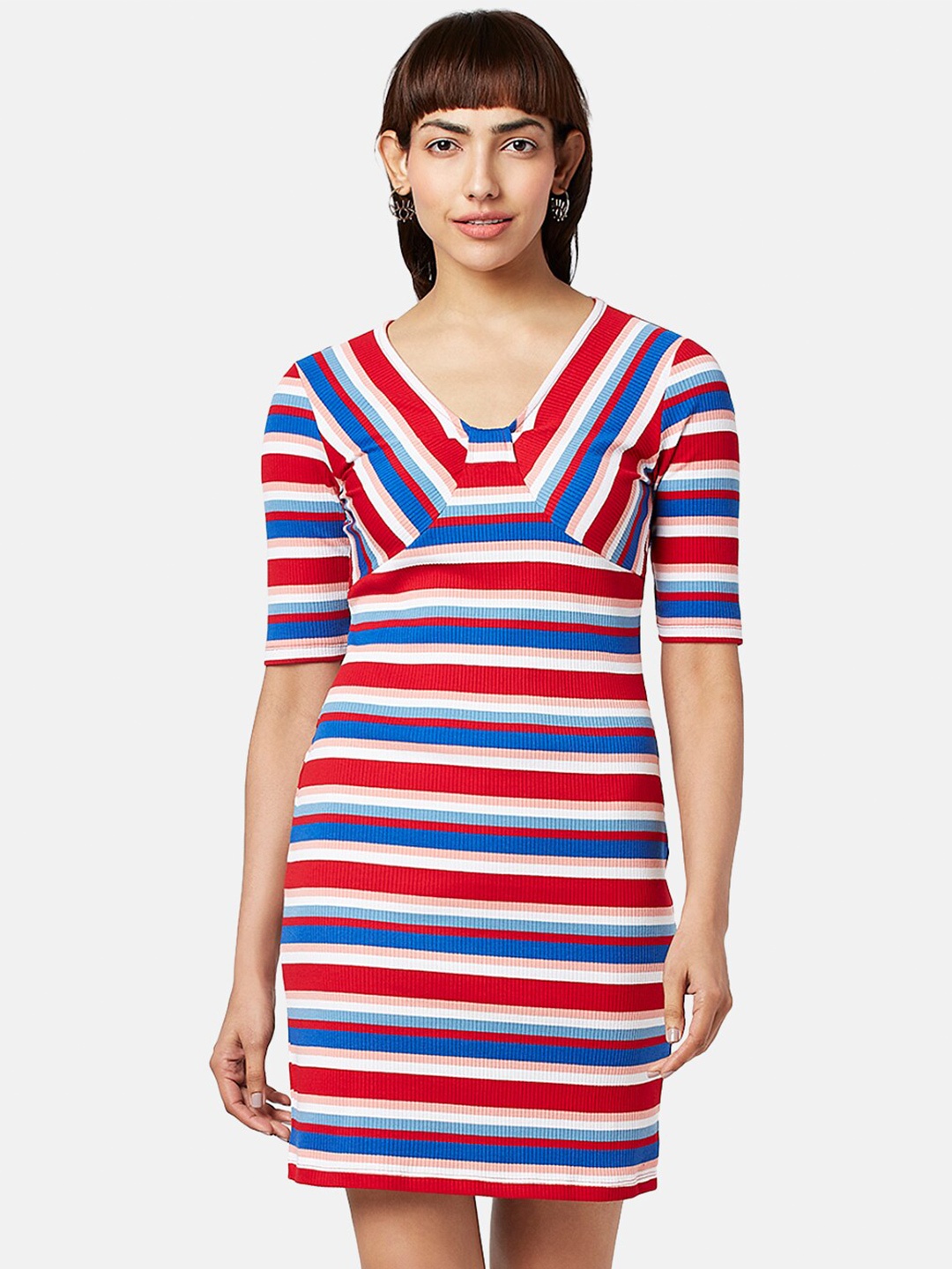 

People Striped T-shirt Dress, Red