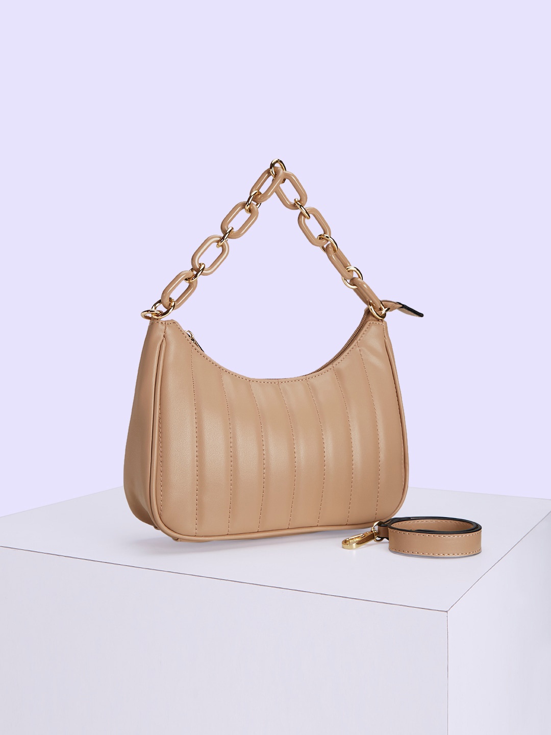 

Forever Glam by Pantaloons Structured Handheld Bag, Beige
