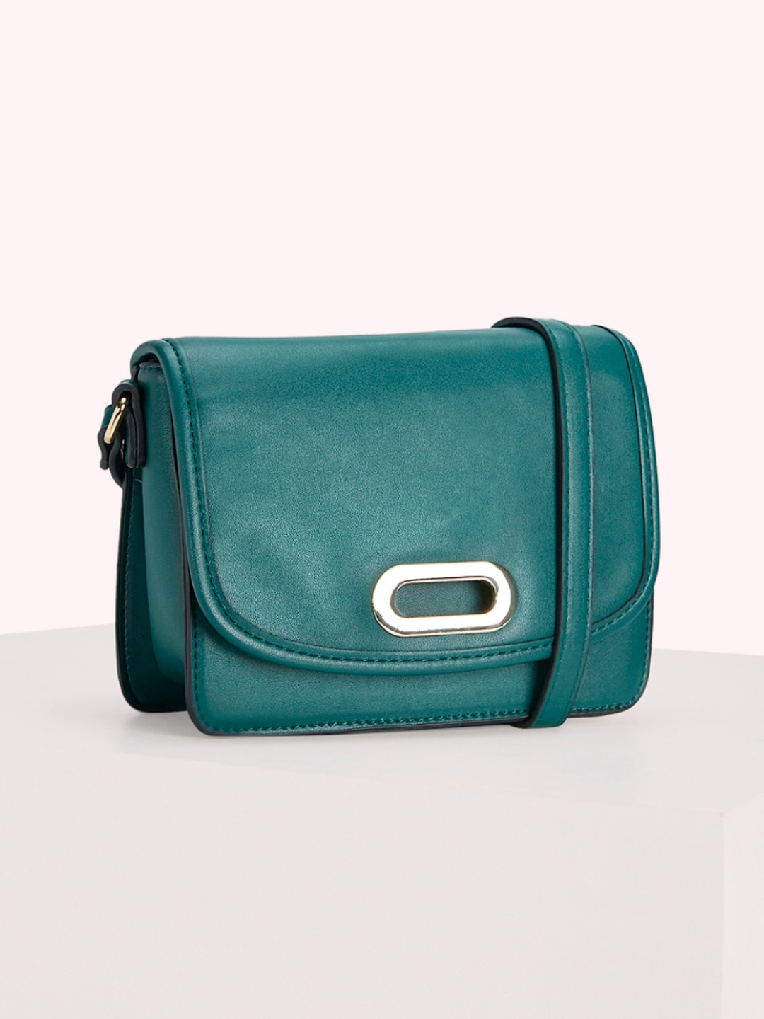 

Forever Glam by Pantaloons PU Structured Sling Bag, Teal