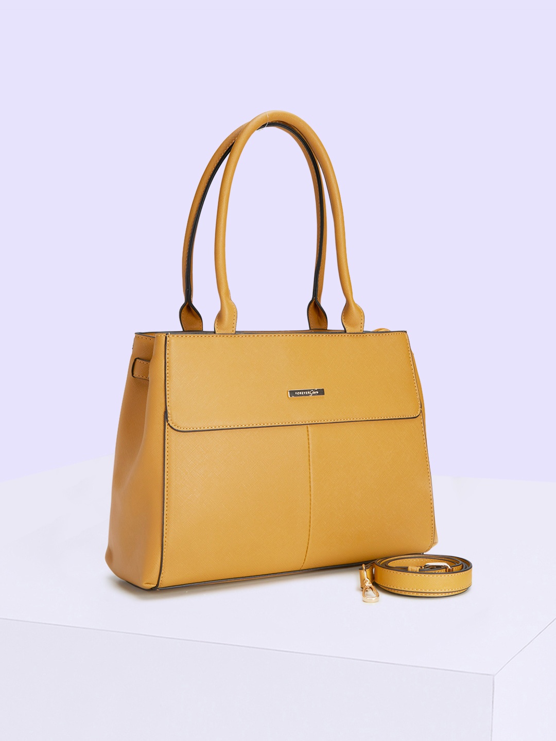 

Forever Glam by Pantaloons Structured Structured Bag, Mustard