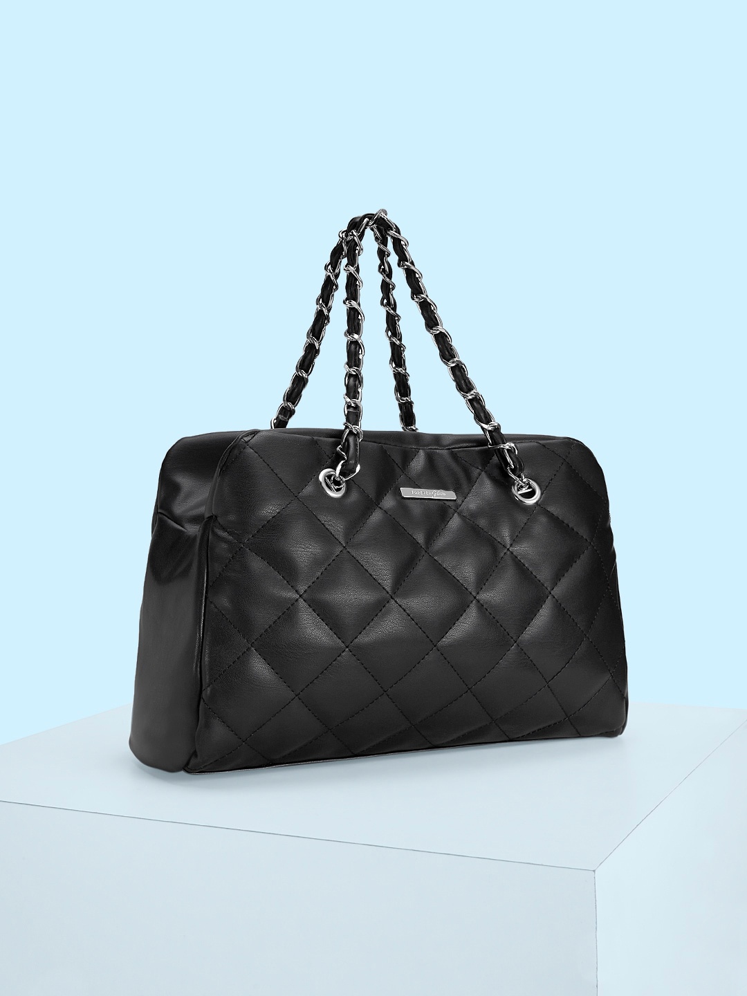 

Forever Glam by Pantaloons Women Textured Quilted Handheld Bag, Black
