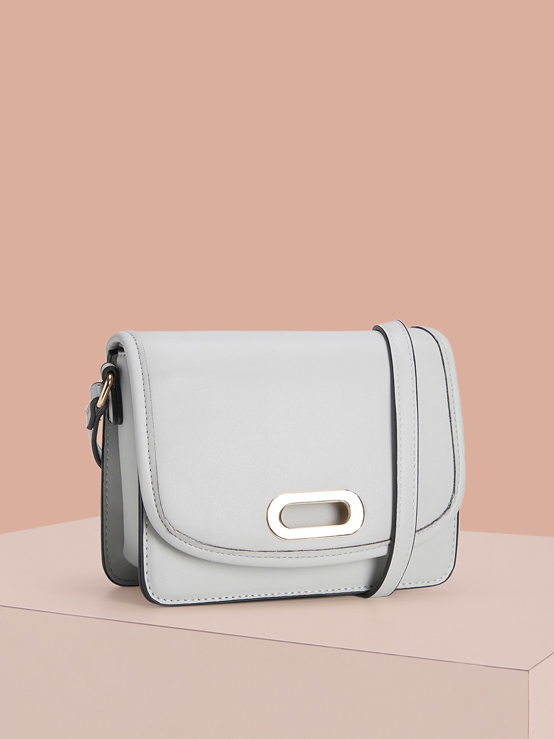 

Forever Glam by Pantaloons PU Structured Sling Bag, Grey