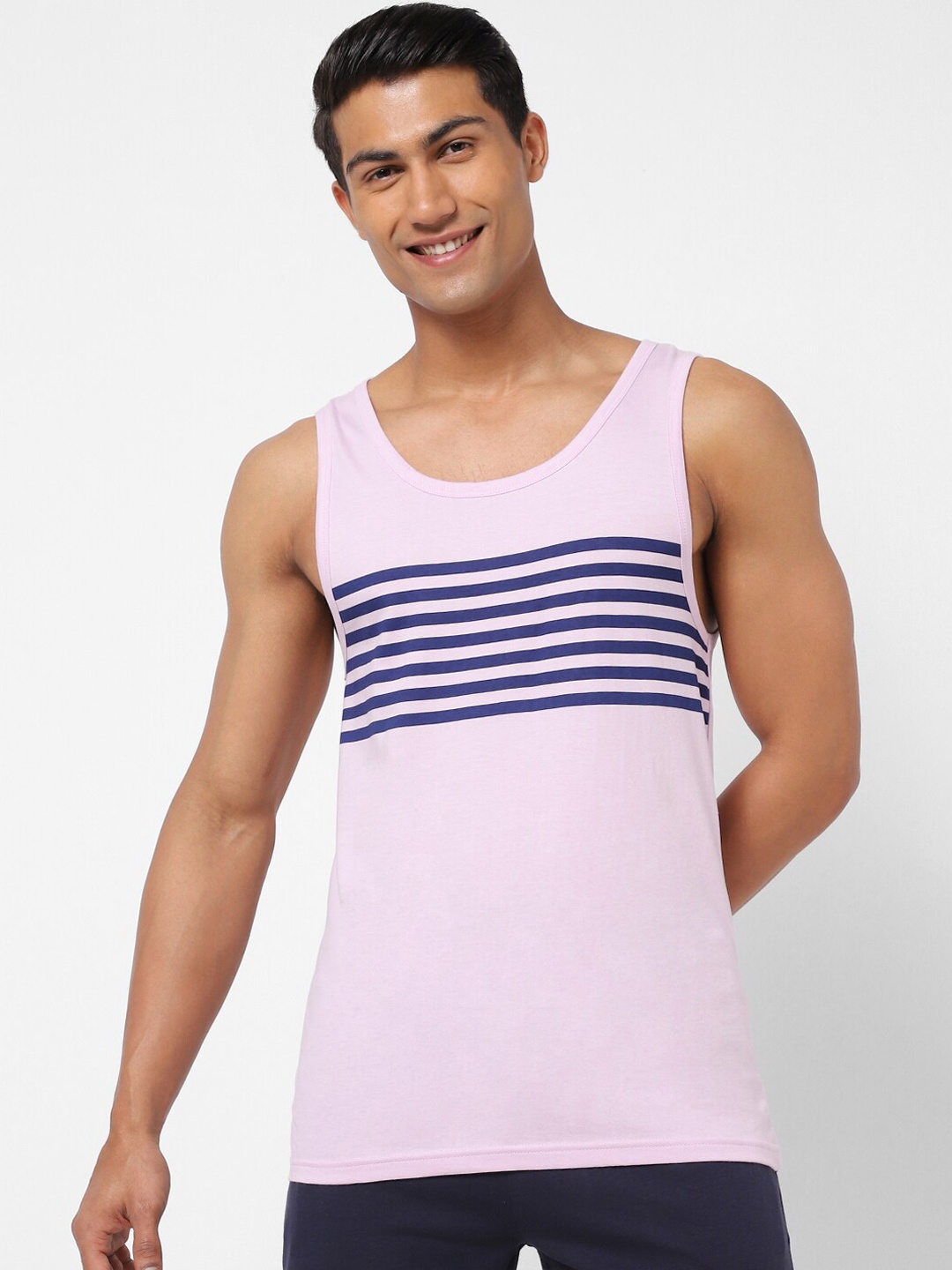 

Ajile by Pantaloons Striped Cotton Innerwear Basic Vest, Lavender