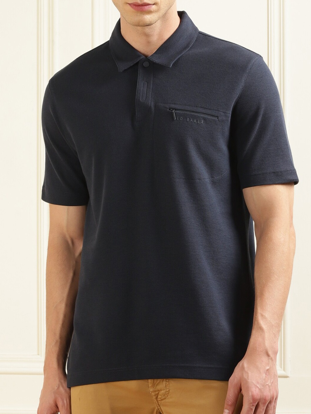 

Ted Baker Polo Collar Pure Cotton T-shirt, Navy blue